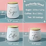 FIFTH FORK Coffee Tea and Sugar Ceramic Canister Set - 3-Piece Airtight Kitchen Canisters for Countertop - Coffee Bar Container Set