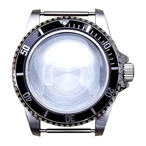 MODJUEGO Watch Case for NH35 NH36 Replacement 39.5MM Stainless Steel Watch Movement Repair Part (Black)