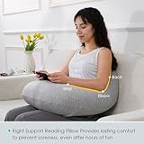 QUEEN ROSE Reading Pillow for Gaming, Lap Desk Pillow for Sitting in Bed or Sofa, Compact Arm Support Pillow for Reading, Playing or Crocheting, Cooling Grey