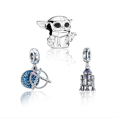 Master Robot Lightsaber Dangle Charm Beads for Women Bracelets Necklaces 925 Sterling Silver Pendants Jewelry Gift