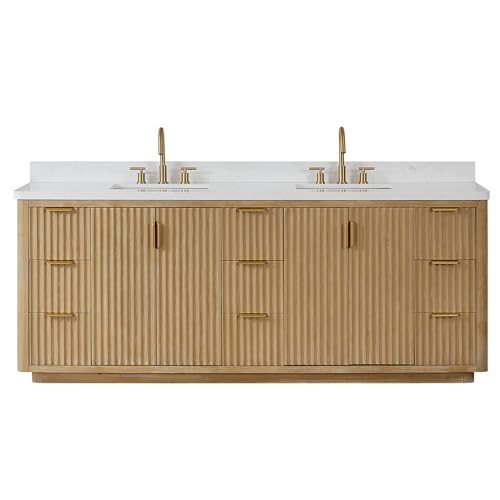 Miseno MV-NM-CADI84-LWT Cádiz 84" Free Standing Double Basin Vanity Set with Cabinet and Composite Stone Vanity Top - Washed Ash Grey