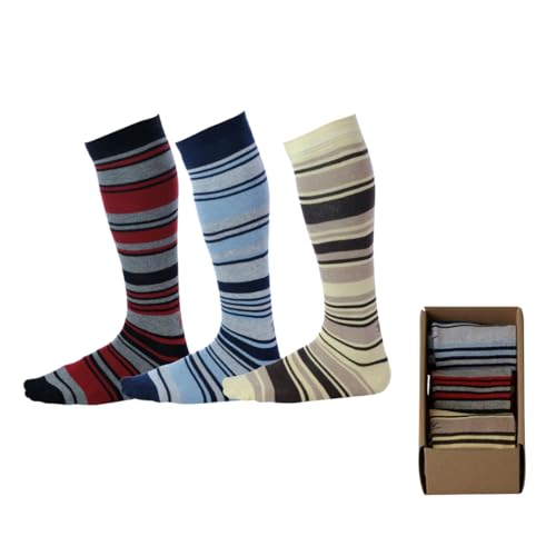 Pierre Henry Over the Calf Socks for Men (3 Pairs) | Stay Up Dress Socks | Long Lasting Cotton Blend | The Business As Usual Pack | Shoe Size 12-16