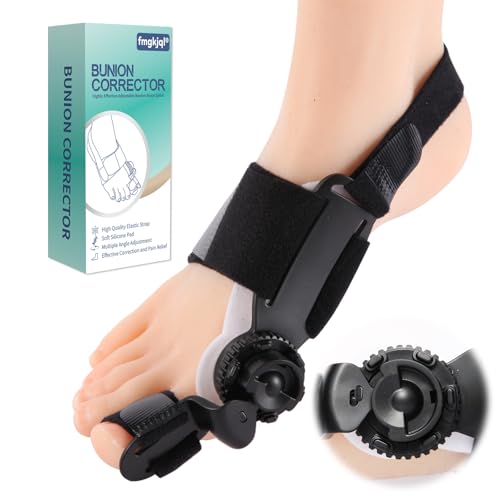 fmgkjql Bunion Corrector for Women & Men Big Toe, Relief Fixed Adjustable Knob Corrector, for Left and Right Foot, Black 1Pack