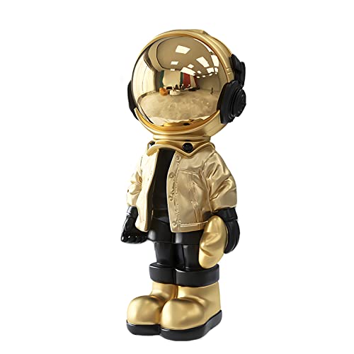 Dosker Astronaut Statues Spaceman Sculpture Polyresin Arts Gifts Gold Figurine Ornament Room Decor for Men,Home and Crafts Desktop Accessories Tabletop Decoration, Living Room, Office, Bookshelf