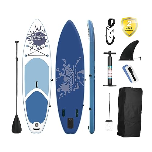 Simple Deluxe Inflatable Stand Up Paddle Board |Blue 6" Thick SUP with Premium Accessories & Carry Bag for All Skill Levels | Youth & Adult Standing Boat