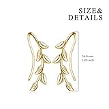 Gold Ear Climber Crawler Cuff Sterling Silver Leaf Earrings for Women,Wrap Earrings (gold leaf earrings)