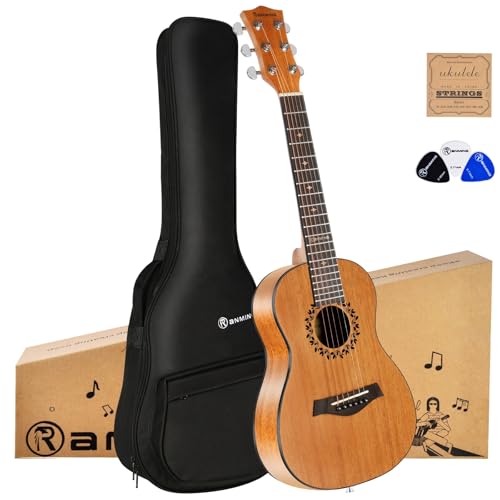 RANMING Baritone Ukulele 30 Inch Guitalele Baritone Guitar Ukelele 1/4 Size Mahogany Wood Uku Kids Guitar Ukalalee Kit with Gig Bag,Strings 6 String Ukuleles Set for Adult Boys Girls Beginners