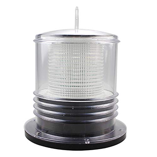 Solar Dock Warning Light - Waterproof Solar Dock Lighting - Constant On or Flashing 360 Degree Lighting - Cool White LED