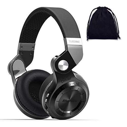 Bluedio Bluetooth Headphones Over Ear, Lightweight Rotary Folding Wireless Headphones with Micro 40 H Music Time Headset with SD Card Slot/FM Radio and Storage Bag (Black T2+)