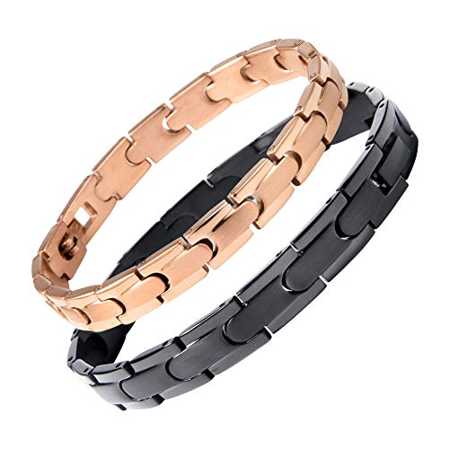 Wolentty His and Hers Couples Bracelets Stainless Steel Distance Bracelets Gift for Men Women - Matching Set (His & Hers)