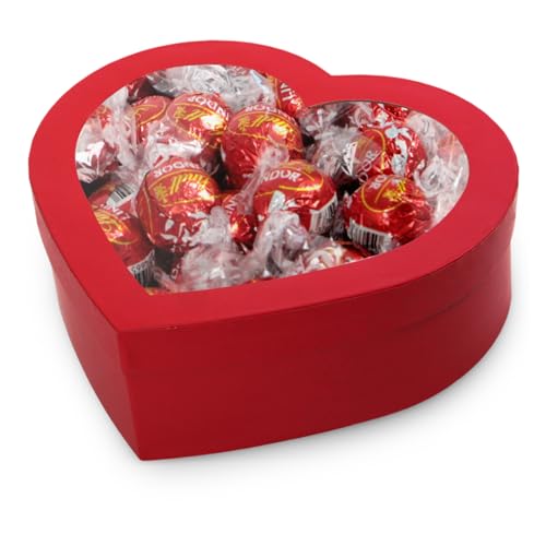 Kandy Korner LindtLindor Milk Chocolate Truffles, Heart Gift Box – Individually Wrapped Gourmet Chocolate Candy, 30 Count