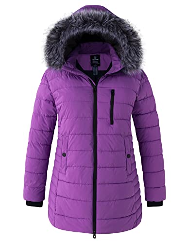 wantdo Women's Plus Size Winter Coat Long Lightweight Warm Parka Water-Resistant Down Jacket Purple 3X