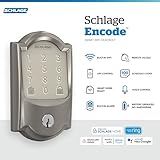 Schlage Encode Smart Wi-Fi Deadbolt with Camelot Trim in Satin Nickel