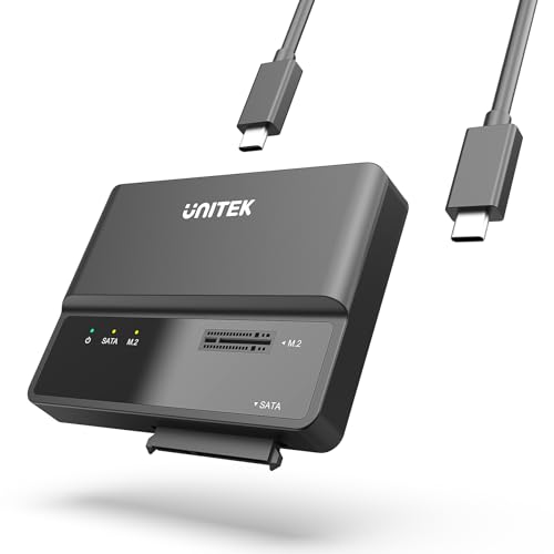 Unitek M.2 NVME SATA SSD Enclosure-2 in 1 Tool-Free Portable 10Gbps NVMe PCI-E M.2 and SATA SSD External Adapter USB 3.2 Hard Drive Reader for 2230/2242/2260/2280 NVMe and 2.5" /3.5" SSD