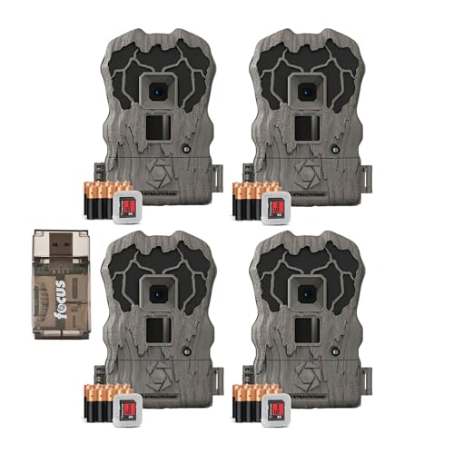 Stealth Cam Browtine 20MP Trail/Game Camera with 720P HD Video, 0.8s Trigger Speed, 60 Feet Flash, Night Mode, and 1-3 Image Burst - Camo (4 Pack)