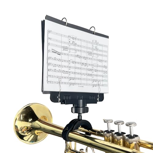 MusBoard Trumpet Lyre MB-TC10 - Adjustable Marching Band Lyre for Trumpet with Flip Folder, Includes 10 Double-Sided Folio Pages