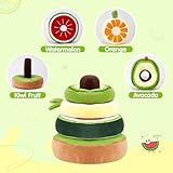 Houwsbaby 14" Fruit Tower Plush Toy, Removable Puzzle Toy with 4 Layers of Fruit Slices, Avocado, Orange, Watermelon, and Kiwi Designs, Creative Present for Kids