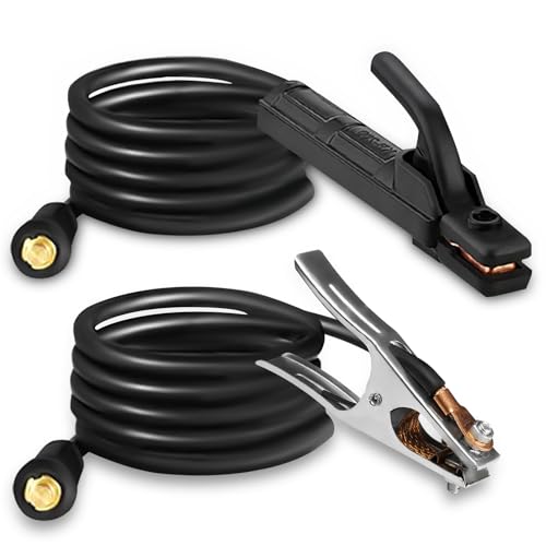 SSIMDER Welding Electrode Holder Lead MMA ARC Stick Welding Ground Clamp and Welding Cable Stick Electrode Holder Welding Plier Clamp Copper Holding Plier for 300A Welder Machine