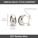 LeCalla 925 Sterling Silver Omega Back Earrings Omega-Clip Back Pierce Earrings Dome Clip On Large Omega Stud Earrings for Women - 16mm