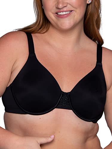 Vanity Fair Women's Beauty Back Smoothing Bra, Minimizes Bust Line up to 1.5", Non Padded Cups up to H, Midnight Black, 46DD