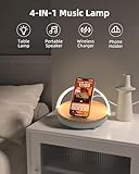 EZVALO Birthday Gifts for Women, Music Table Lamp with Wireless Charger, 4 in 1 Touch Bedside Lamp, Bluetooth Speaker, Phone Holder, Dimmable LED Night Lights Birthday Gifts for Women, Men, Dad, Mom