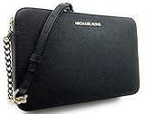 Michael Kors Women's Jet Set Item East West Crossbody Bag in Black with Gold hardware (Black/Gold)