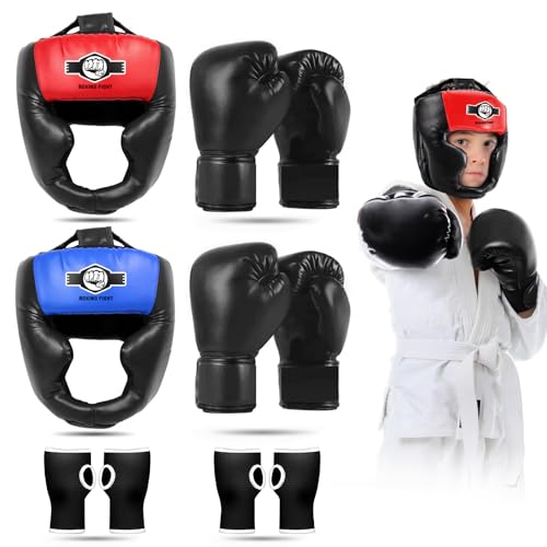 YORWHIN Boxing Headgear for Kids, Boxing Head Gear Training Sparring Safety Head Guard with Gloves, Protective Gear for MMA, Kickboxing, Muay Thai