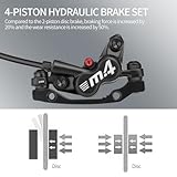 MEROCA Road and Mountain Bike Hydraulic Disc Brake Kit 2 Calipers and 3 Finger Brake Levers M4 Four-Piston Oil Brake (A Pair of Oil Brakes (Left Rear and Right Front))