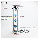 NETFEN 5 Floors Distillation Lens Column, 2" Distillation Lens Column with Copper Bubble Platte Sets, Tri-Clamp Sight Glass Union, Stainless Steel 304 Silver(Set 1)