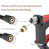 Tool Daily Short Pressure Washer Gun with Foam Cannon, 1/4 Inch Quick Connector, with 5 Pressure Washer Nozzle Tips, 1 Liter