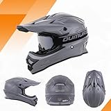 OUMURS Adult ATV Dirt Bike Helmet with Goggles Gloves & Mask Adjustable Sun Visor Motorcycle Adult Helmet Off-Road Motocross Downhill Moped MX for Unisex-Adult-Gray, M