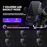 Wireless Car Charger,【7 Colored RGB Backlit】Mosurr 15W Auto Clamping Phone holders for your car fit for iPhone 16 15 14 13 12 Mini Pro Max 11 XR XS, Samsung Galaxy S24 Ultra S23 S22 S21+ Note 20, etc