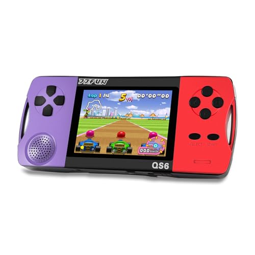 16 Bit Handheld Games for Kids with 3.2" IPS Large Screen Built-in 216 Retro Video Games Portable Gaming Player with Rechargeable Battery Mini Arcade Electronic Toy Gifts for Boys Girls (Purple+Red)
