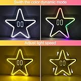 Star Neon Sign, Color Change Gaming Neon Sign for Room Decor, Man Cave, Kids Room, LED Decorative Lights for Bar, Party, Super Star Wall Decor Mario Gifs for Boys, Kids