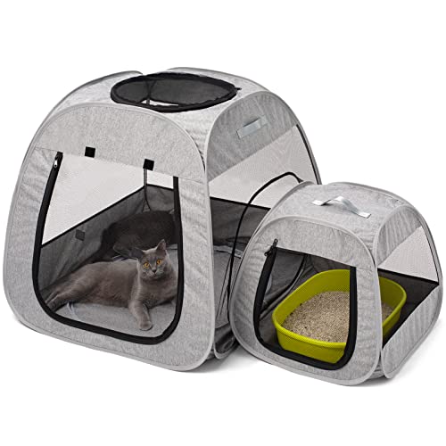 Tenrai Portable Cat Playpen, Trapezoidal Design for Better Standing, Foldable Pet Tent for Indoor and Outdoor Use of Kitten and Puppy, Dog Play Enclosure, Cat Houses & Condos