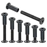 PGMJ 40 Sets Bolt and Nut Set - M6 Barrel Nut Black Metal Metric Hex Bit Set for Cupboards Joint Connector Cap Bolts, Binding Bolts, Leather Kit Screws Head (M6x40mm-Black-D)