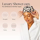 Kitsch Luxury Shower Caps for Women Reusable Waterproof - Large Shower Cap for Women and Men, Non-slip, Quick-dry Hair Cap for Long & Short Hair, Comfortable and Stylish Design - Leopard