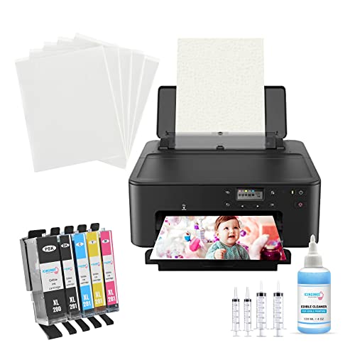 Icinginks Latest Cake Topper Image Printer Package, 25 Wafer Papers, 12 Sugar Sheets, Set of Cartridges, Printhead Flush Cleaning Kit Pro Bundle System