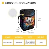 Coldinair Color Splatter Soccer Bible Cover for Kids Boy Bible Case Bible Carrier Carrying Organizer Purse Handbag with Zipper Pockets Church Bag