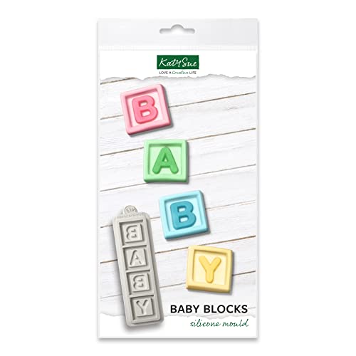 Katy Sue Baby Blocks Silicone Mold for Cake Decorating & Crafts. Use with Fondant, Sugar Paste, Air Dry Clay & More. From Katy Sue Fondant Molds.
