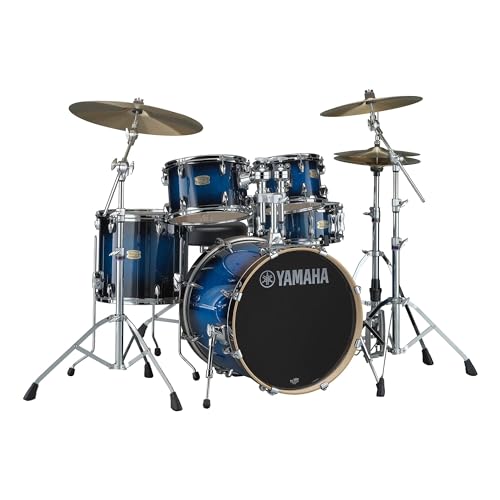 Yamaha Stage Custom Birch 5pc Shell Pack with a 22" Kick 14” Snare Drum in Deep Blue Sunburst for Students and Working Drummers (SBP2F50DUS)