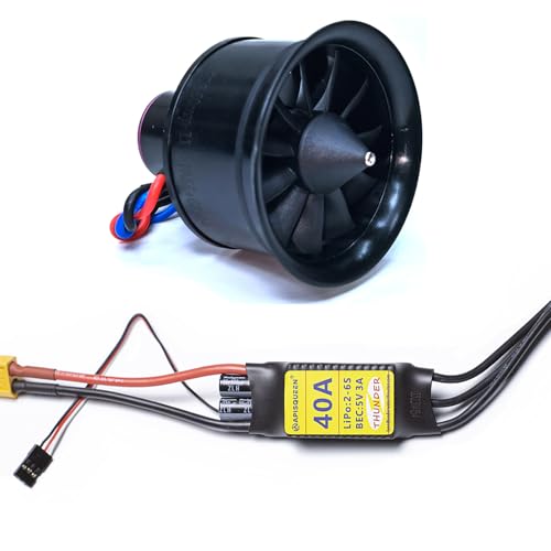 ApisQueen 50MM EDF 4S 4300KV 950G Thrust Belt 11 Blades Electric Ducted Fan with 40A ESC for Aircraft Model Aircraft Jet Enging