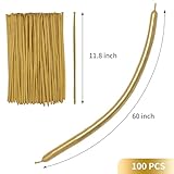 RUBFAC 260 Long Balloons, Metallic Gold Twisting Balloons 100pcs Gold Balloons Magic Balloons Animal Balloons for Party, Carnivals, Birthday, Wedding Party Decorations