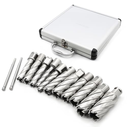 Yunnergo HSS Annular Cutter Set-13Pcs 7/16" to 1-1/161”Cutters,3/4" Welded Shank, Mag Drill Bits Kit CNC MachinedCutters(2”Cutting Depth)