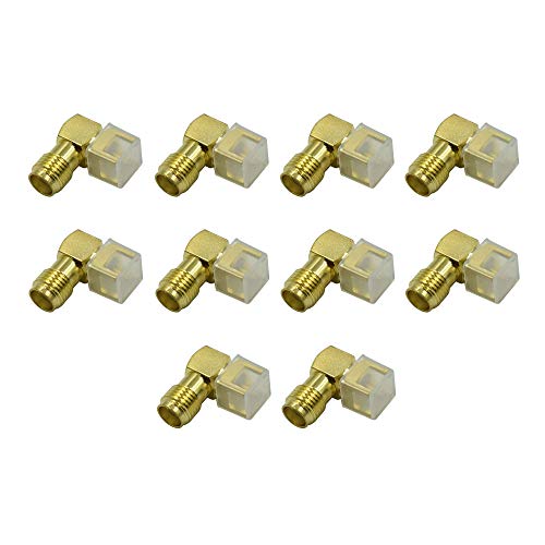 Hxchen SMA Female Jack Right Angle Solder PCB Mount RF Connector Adapter Gold Tone - (10 Pcs)