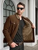 MAGCOMSEN Mens Corduroy Jackets Sherpa Lined Jacket Spread Collar Winter Warm Coat Casual Fleece Jacket for Men Brown,XL