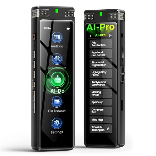 136GB AI Voice Recorder, TIMMKOO Digital Voice Recorder with Playback, Offline Transcribe and Online Summarize/Mindmap/Translation Base on AI Technology, Voice Activated Audio Recorder (Black)
