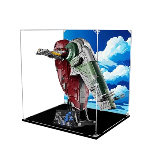 Acrylic Display Case for Lego 75060 UCS Slave One Building Set– Dustproof Display Box & Showcase,, Display Box Compatible with Lego 75060 -Only Display case (Back Spray 2)