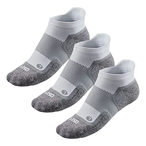 Road Runner Sports R-Gear OS1st Ultimate Performance No Show Socks for Men and Women, White, L, (3 Pairs)