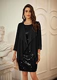 GRACE KARIN Black Sequin Dress Women's Cocktail Dresses for Older Women Wedding Guest Black XXL